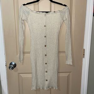 Off shoulder button down dress